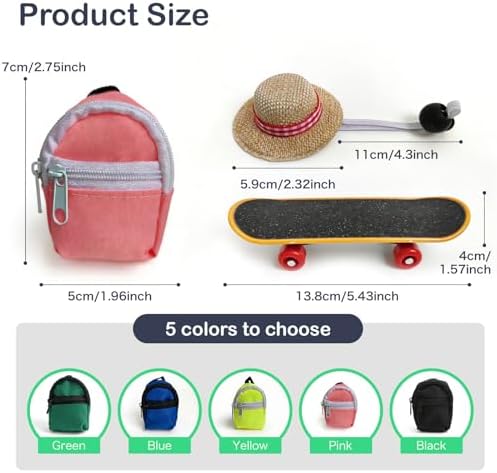 3 Pack Bearded Dragon Toy Set Includes a Bearded Dragon Backpack, an Adjustable hat, and a mini Skateboard Toy, for Small Reptile Pets Such as Lizards, Hamsters, Parrots, and Turtles.（Pink）