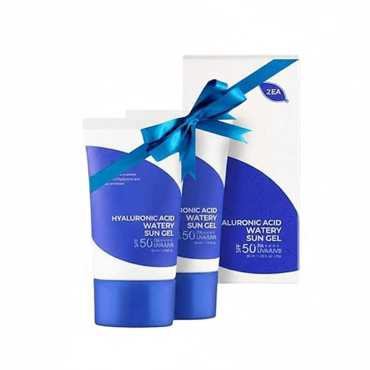 Hyaluronic Acid Watery Sun Gel SPF 50+ PA++++, Lightweight moisturizing Sunscreen with No White Cast,non-sticky UV Protection, 50ml - 2 Pack - Korean Sunscreen