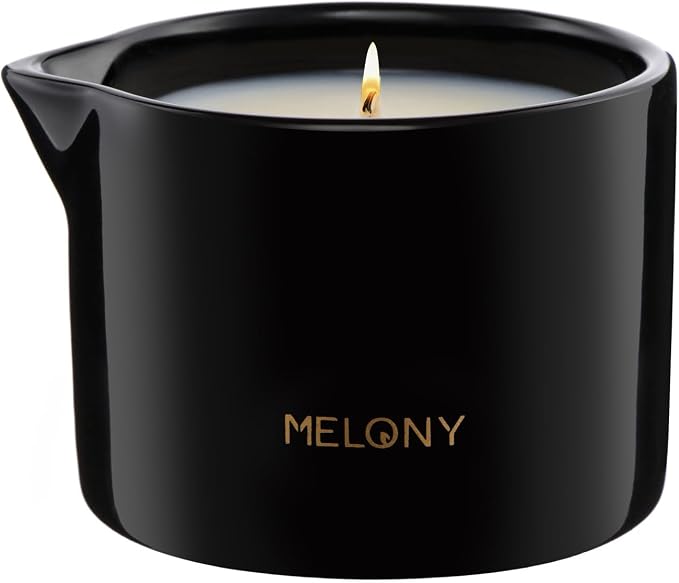 MELONY Massage Candle | Gentle Softening for Nourished, Hydrated, Balanced Skin | 130 g / 4.5 oz | Cruelty + Phthalate-Free (Patchouli Blanc)