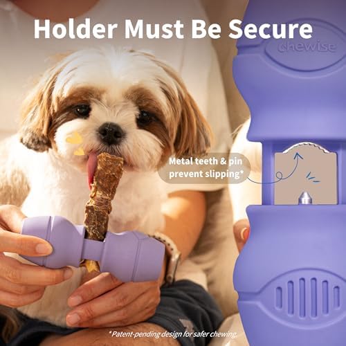 PetClan Chewise Bully Stick Holder for Small Dogs, Metal Teeth Chew Holder