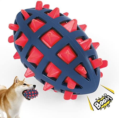 Dog Toy Ball, Dog Spiky Toy Ball with Squeaker, for Floating Chewing Fetching and Interactive Play (Red)