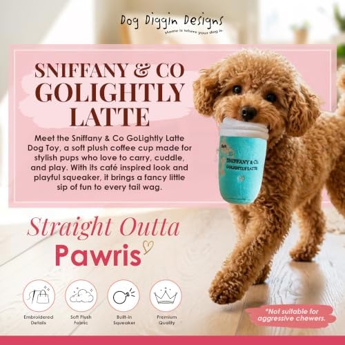 Dog Diggin Designs Nouveau Haute Coffee Station Collection | Unique Squeaky Parody Plush Dog Toys – Baristas Needed!