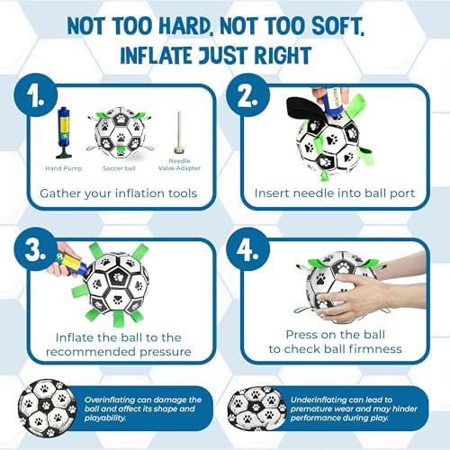 SunGrow Dog Soccer Ball, Interactive Tug-of-War Toy with Straps, Outdoor & Indoor Training, Mental Game and Physical Exercise for High-Energy Dogs, Small and Medium Breeds, 6”, 9.6 oz