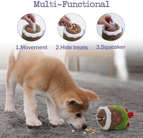 Fuzzwoof Dog Happy Birthday Cake Singing Toy with Crinkle, Stuffed Plush Puppy Present for Birthday Party, Dog Toy for Small Medium Large