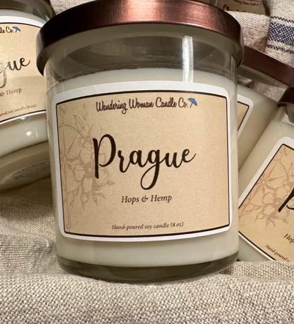 Wandering Woman Candle Company 8 oz Soy Wax Candle (Prague: Hops & Hemp)