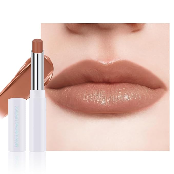 Tinted Lip Balm Moisturizing Lipstick, Nude Brown Hydrating Lipstick for Women, 24 Hour Long Lasting Moisturization Lip Gloss Stain Makeup, Lightweight Non Greasy Moisturizer Lips, 02