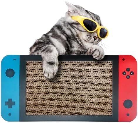 Gaming Cat Scratcher, Double Sided Cat Scratching Pad with Stickers