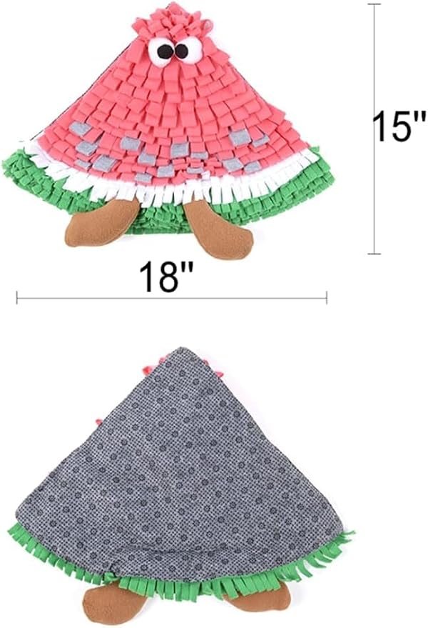 Ferret Cats Snuffle Mat Fleece Foraging Mats Interactive Feeding Toy Small Animal Rabbit Guinea Pig Rat Hamster Anti Slip Treat Dispenser Slow Feeder (Watermelon)