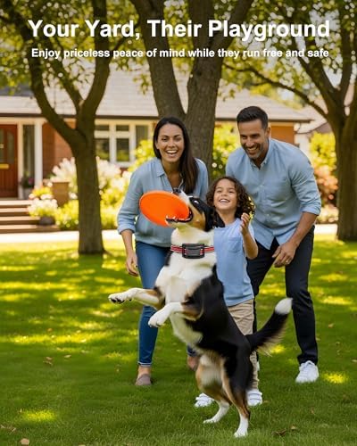 Wireless Dog Fence System - 2-in-1 Pet Containment & Training Collar with Accurate Boundary Control, IPX6 Waterproof and Rechargeable for Large & Medium 2 Dogs - Black&Red