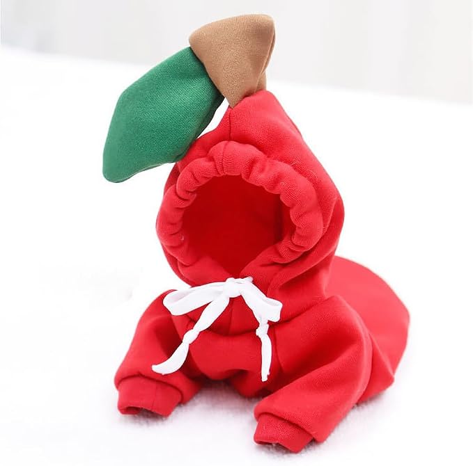 Dog Hoodie Warm Autumn Winter Pet Sweatshirt Red Apple Shape, M | Cute Pet Clothing Coat Costume For 2-25 lbs Medium Dog Cat French Bulldog Chihuahua Pug Boston Terrier Poodle Dachshund
