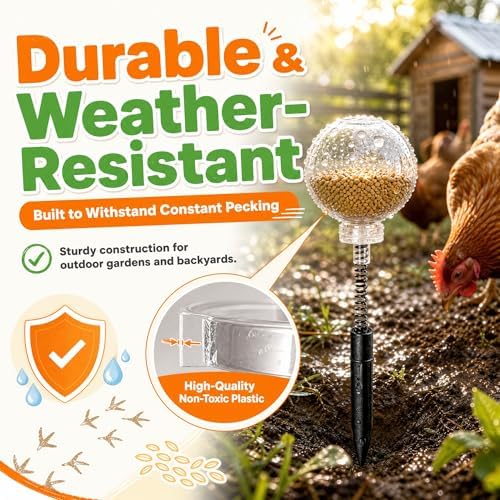 2 Pack Chicken Pecking Toys, Transparent Slow Feed Enrichment Toy, Chicken Swing Feeder with Spring & Ground Stake, Coop Accessories for Hens Poultry Duck Birds Parrots