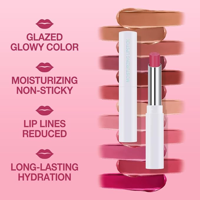 Tinted Lip Balm Moisturizing Lipstick, Rose Purple Hydrating Lipstick for Women, 24 Hour Long Lasting Moisturization Lip Gloss Stain Makeup, Lightweight Non Greasy Moisturizer Lips, 10