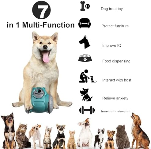 Dog Treat Ball, Adjustable Dispensing Interactive Toys Indestructible Puzzles Feeder Slow Feeding, Pet Cat Enrichment Toys, Dog Interactive Toy for Boredom Intelligence