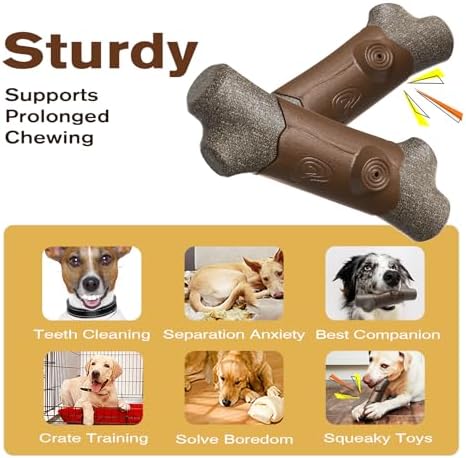 TLKNG Large Size Indestructible Squeaky Dog Chew Toy for Medium/Large Aggressive Chewers Breed Dogs Durable Squeak Bone Teething Crate Toys Indoor/Outdoor