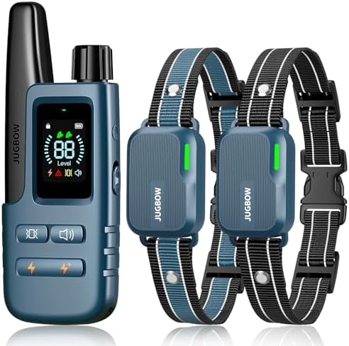 Dog Shock Collar 2 Dogs (10-120Lbs) - 4200FT Dog Training Collar with Remote IPX7 Waterproof Electric Collar with 4 Training Modes, Rechargeable e-Collar for Large Medium Small Dog Cyan Blue