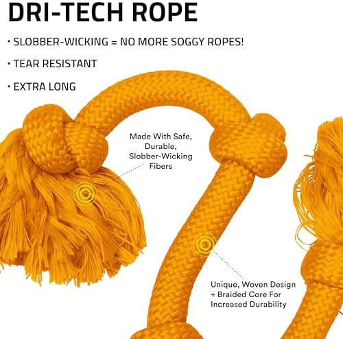 Playology Tug Rope Dog Toys for Large Breed Dogs - Mega Size, Cheddar Scent