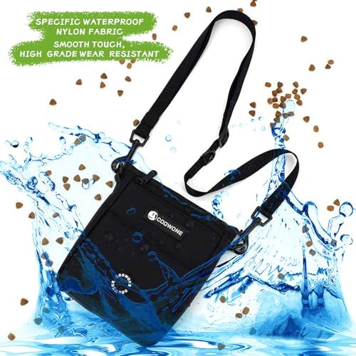 Dog Treat Pouch Pet Training Cross Body Bag, Magnetic Closure Dog Walking Fanny Pack Built-in Poop Bag Dispenser, Adjustable Shoulder Strap (Dog Leash) and Waist Belt (Dog Collar)