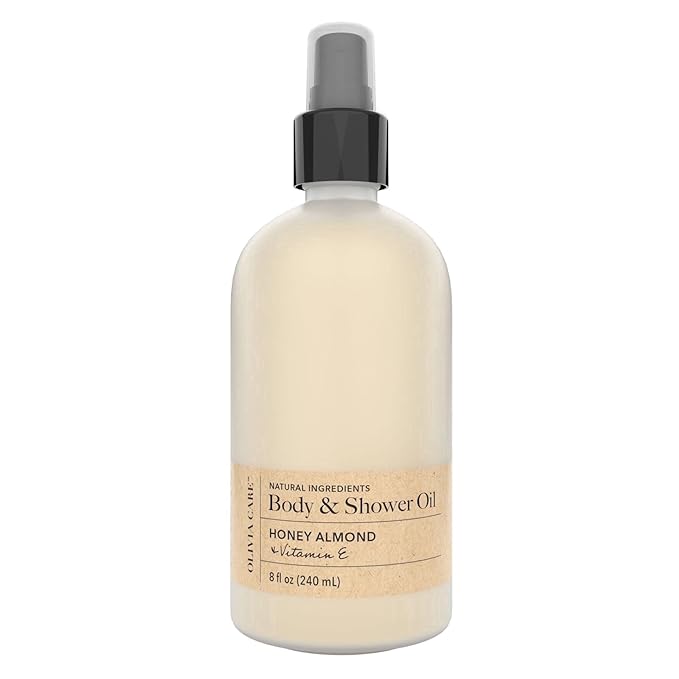 Olivia Care Nourishing Honey Almond Body Oil with Vitamin E: In-Shower Bliss for All Skin Types - 8 Fl Oz. (Honey Almond and Vitamin E)