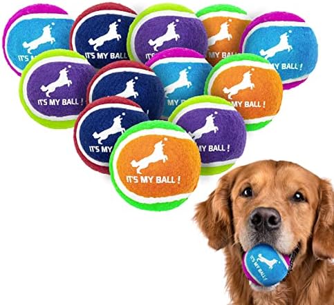 EXPAWLORER Squeaky Tennis Balls for Dogs-12 Pack High Elastic Dog Toy Balls