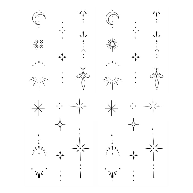 Mini Dot & Star Ring Temporary Tattoos for Women – 2 Sheets of Semi-Permanent Tattoo for Finger & Hand
