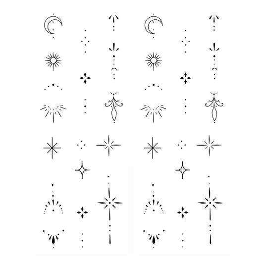 Mini Dot & Star Ring Temporary Tattoos for Women – 2 Sheets of Semi-Permanent Tattoo for Finger & Hand
