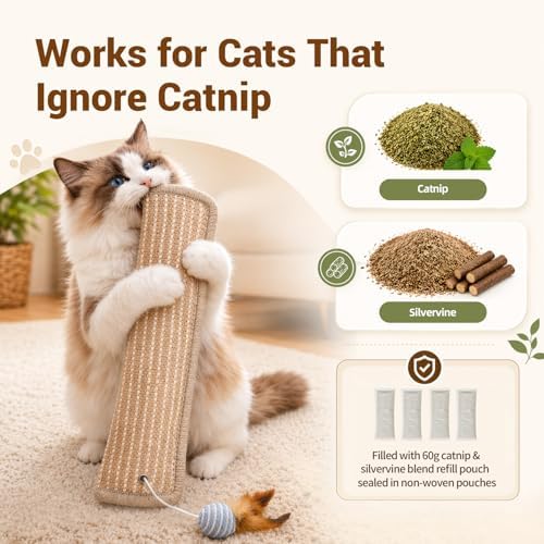 2 Pack Refillable Catnip Silvervine Kicker Toys for Indoor Cats
