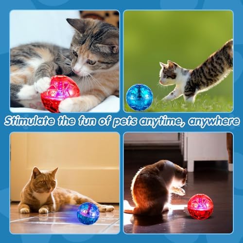 Sratte 2 Pcs Light up Cat Balls Ghost Hunting Motion, Pink, Purple