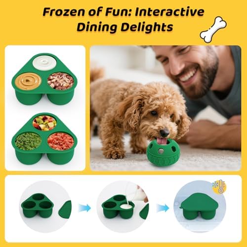 IFOYO Frozen Dog Treat Toy Ball, Silicone Enrichment Dog Toy, Green