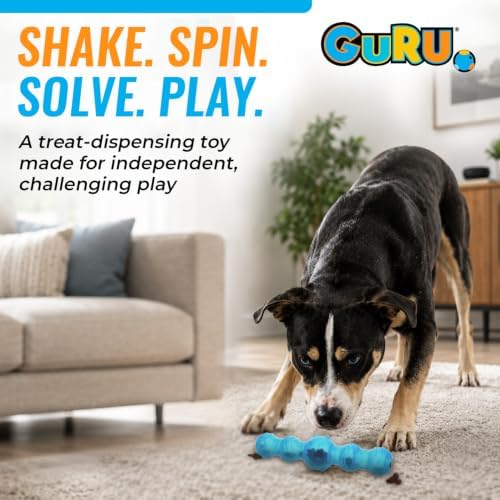 GURU Shaker Stick Dog Toy - Treat Dispensing Interactive Puzzle Toy for Large Dogs - Durable Chew Toy for Aggressive Chewers - Slow Feeder Mental Stimulation Toy - 11.25 Inch Blue