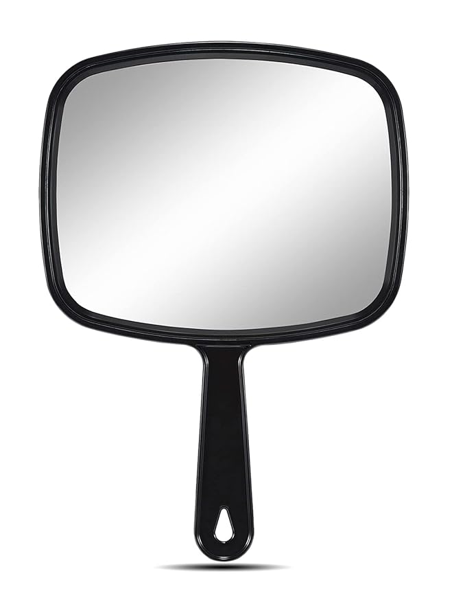 OMIRO Hand Mirror, All Black Handheld Mirror with Handle, 6.6" W x 9.3" L, Pack of 3