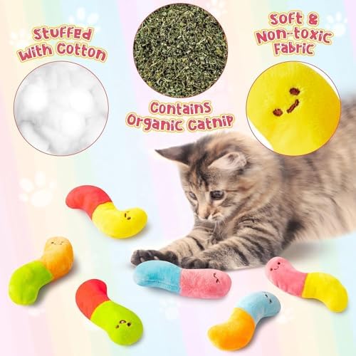 L1rabe Worm Candy Catnip Toys for Cats, for Kitten Lovers
