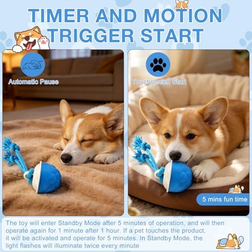 Interactive Dog Toys, 2026 Upgraded Motion Activated Automatic Rolling Ball Toys, USB Rechargeable for Small/Medium/Large Dogs Balls (Orange)