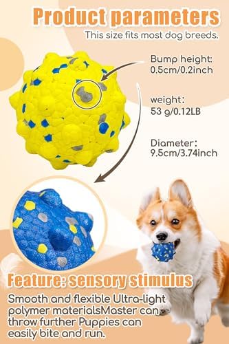 Moonorange 3.7'' Dog Balls for Dogs Aggressive Chewers Indestructible Tennis Durable Bouncy Interactive Dog Toy for Fetch Game Floating Balls (Blue Large)