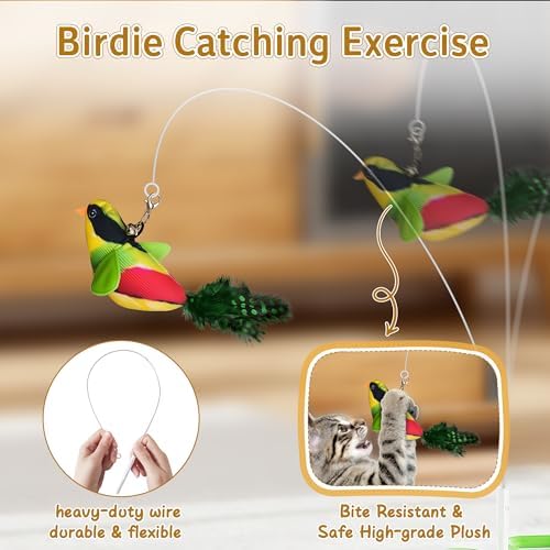 3-in-1 Automatic Interactive Cat Toy, Flying Bird, Mole & Feather