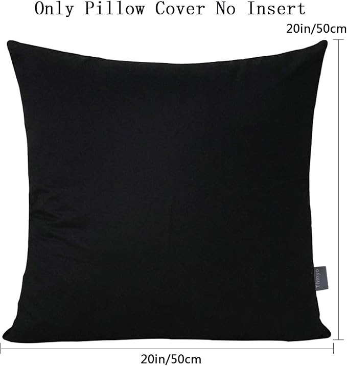 Thmyo 4-Pack 100% Cotton Comfortable Solid Decorative Throw Pillow Case Square Cushion Cover Sublimation Blank Pillow Covers DIY Pillowcases (Only Covers,Not Pillow Shams)(20x20inch/50x50cm,Black)