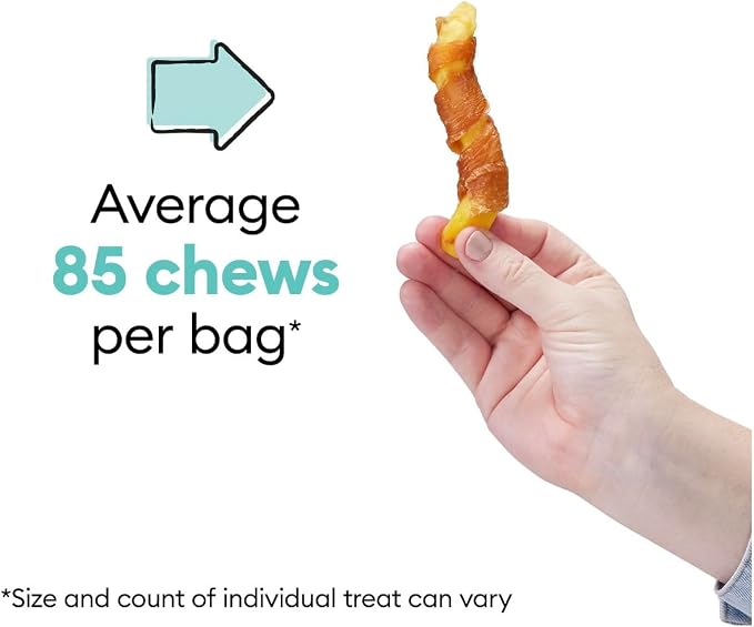 Wiggles & Wags Twists Dog Treats, Chicken & Sweet Potato, Soft and Chewy, 16 oz, with DN Essentials Bone Shaped Waste Bag Dispenser & Roll