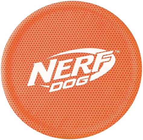 Nerf Dog Nylon Flyer Dog Toy, Flying Disc, Lightweight, Durable and Water Resistant, Great for Beach and Pool, 9 inch diameter, for Medium/Large Breeds, Single Unit, Orange