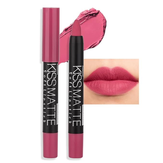 evpct 1Pcs Baby Mauve Pink Matte Lipstick and Lip Crayon Liner Pencil Set for Women Lip Stain Long Lasting Waterproof labiales mate magicos 24 horas originales pintalabios permanente 24 horas 16