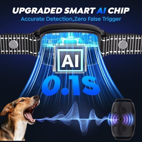 Dog Bark Collar for Large Medium Small Dogs,AI Smart Anti Barking Device