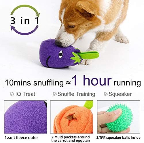 AWOOF 3 in 1 Squeaky Soft Plush Dog Chew Toy, Interactive Dog Toys