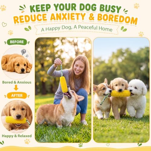 Vinsot 5 Pack Corn Dog Chew Toys for Aggressive Chewers, Squeaky Dog Toys