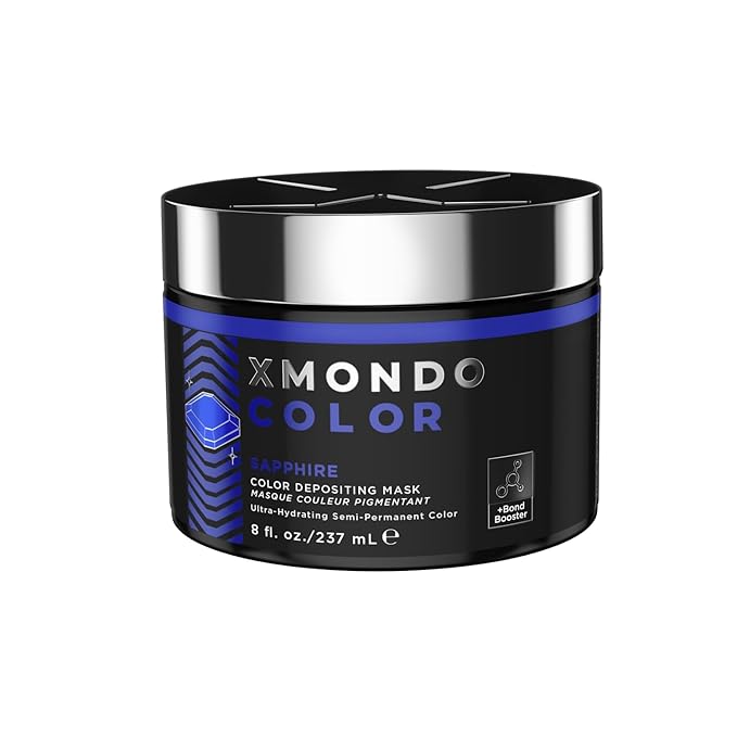XMONDO Color Sapphire Depositing Mask & Semi-Permanent Blue Hair Dye | Infused with Bond Booster Technology & Hyaluronic Acid for Nourishment, Revitalization & Repair, Vegan Formula, 8 Fl Oz 1-Pack