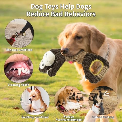 Dog Squeaky Toy Gorilla Shaped Dog Toy for Aggressive Chewers Tug of War Dog Toy Pet Interactive Toy Dog Plush Toy with Crinkle Paper for Small Medium Large Dogs Gorilla, Brown