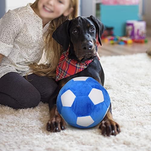 Dog Toys Balls, Pet Chew Toy Soft Interactive Plush Football, 7 in