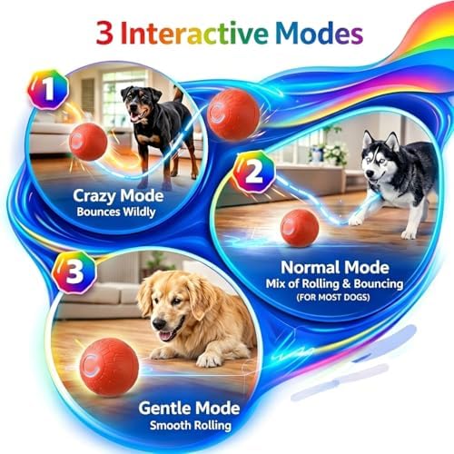 Interactive Dog Toys Dog Ball – 3 Play Modes Smart Moving Bouncing Dogs Ball, E-TPU Smart Dog Ball with Remote Control, Automatic Rolling Dog Toy for Small Medium Dogs to Boredom Relief (Orange)