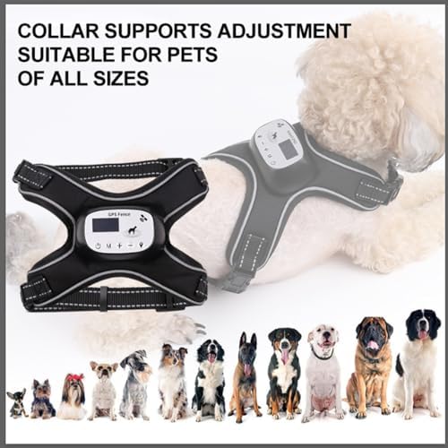 Pilipane GPS Wireless Dog Fence Electric Adjustable Dog Vest Fence with 3 Training Modes Rechargeable Pet Fence System with Reflective Strip for Outdoors