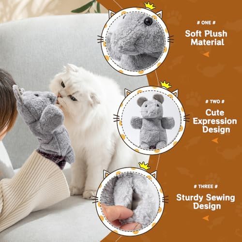 oyeftp Cat Wrestling Glove, Interactive Cat Toys for Fun Play, Thickened & Safe & Soft Cat Wrestling Glove Hand Puppets with Cats Teaser and Bell for Indoor Cats Exercise & Mental Stimulation