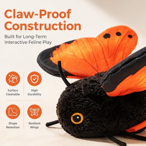 Fluttering Butterfly Cat Toy, 2027 New Cat Toys for Indoor Cats (Yellow)