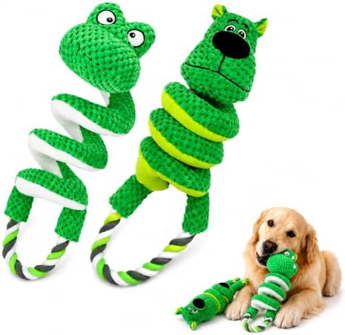 2 Pack Squeaky Dog Toys with Pull Rope Plush Tug Toys for Dogs, Colorful*B