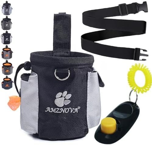 AMZNOVA Dog Treat Pouch Treatnow Dog Treat Bag, 3 Cups, Black